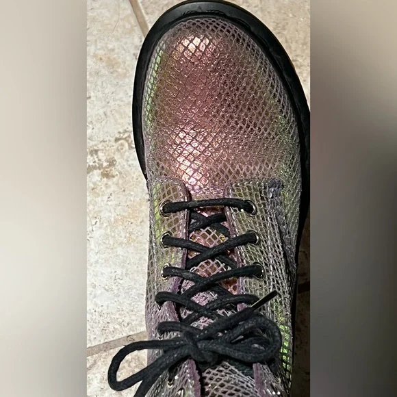Dr. Marten Pascal Boots Violet Mirror Iridescent Rainbow Mermaid Suede Leather - Picture 15 of 16